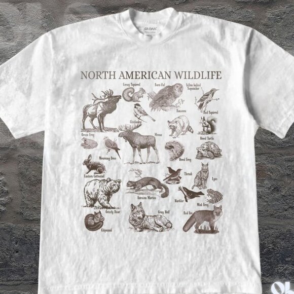 Tops - Wildlife Vintage 90s Unisex Shirt, Retro Forest Animals Shirt